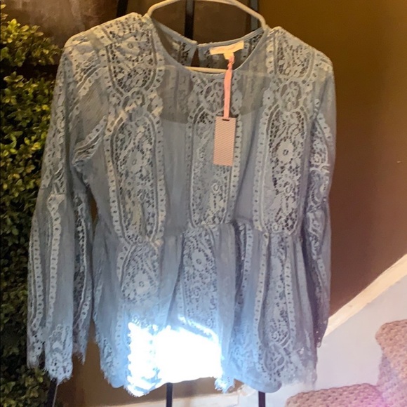 Tops - Powder Blue Lace Top SzM Tops - Powder Blue Lace Top SzM